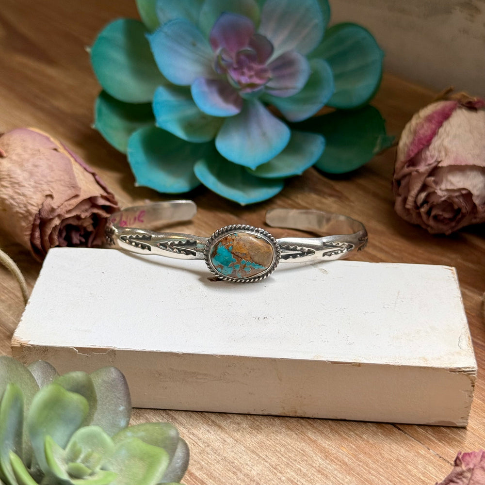 120 Sterling Silver Easter Blue Turquoise Stamped Stacking Cuff by Jason Ogg cuff Shopify Collective The Bijoux FAB Jewelry The Bijoux FAB Jewelry
