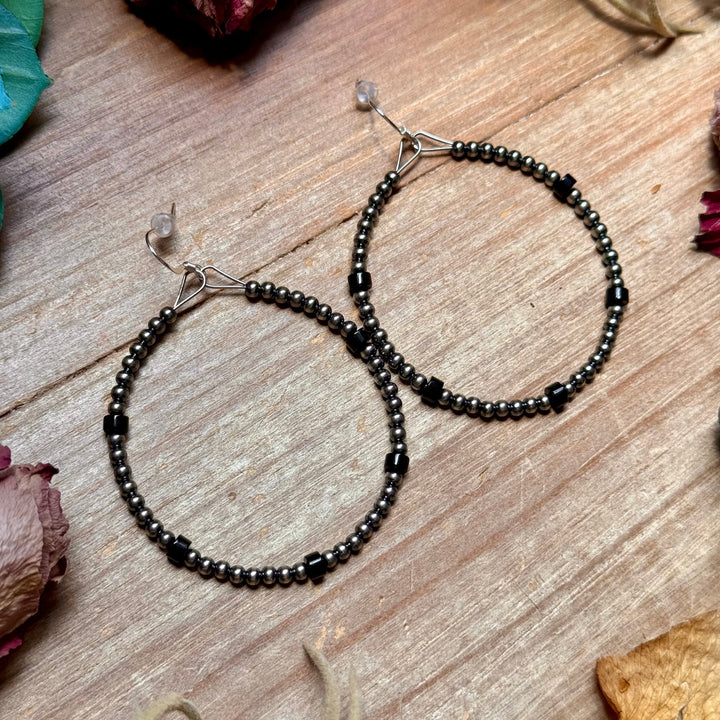 Black Onyx Hoop Earrings – Sterling Silver Earrings Shopify Collective The Bijoux FAB Jewelry The Bijoux FAB Jewelry
