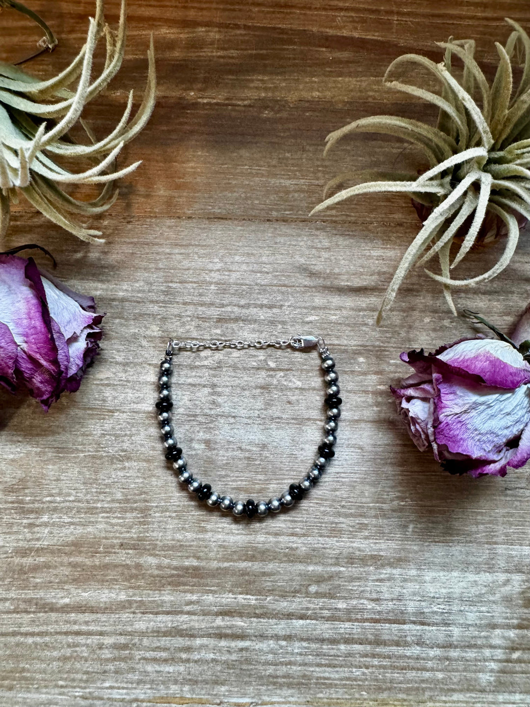 Black Onyx & Sterling Silver Pearl Bracelet – 5mm Bracelets Shopify Collective The Bijoux FAB Jewelry The Bijoux FAB Jewelry