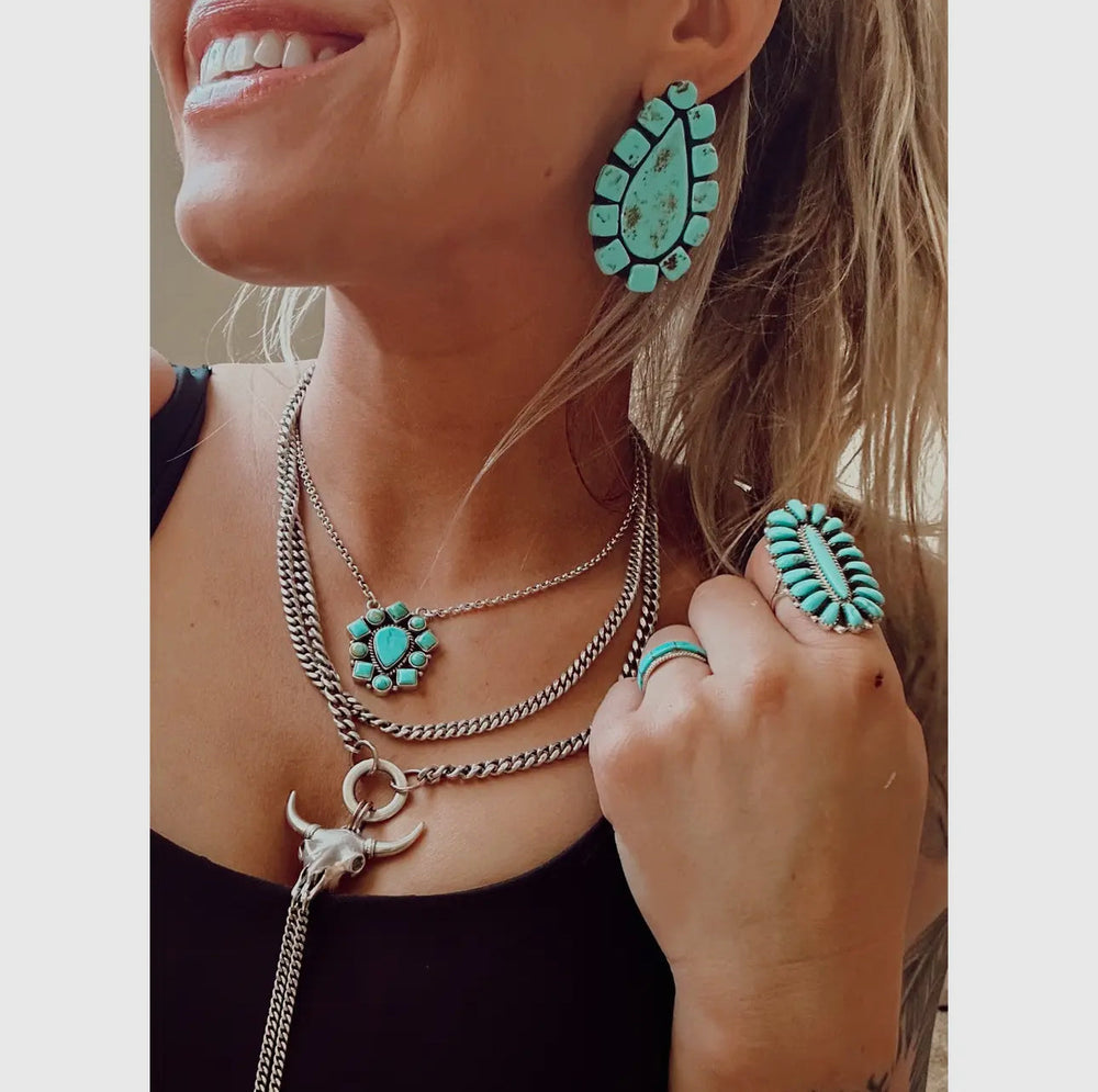 Big Turquoise Clay Earrings Earrings Shopify Collective The Bijoux FAB Jewelry The Bijoux FAB Jewelry