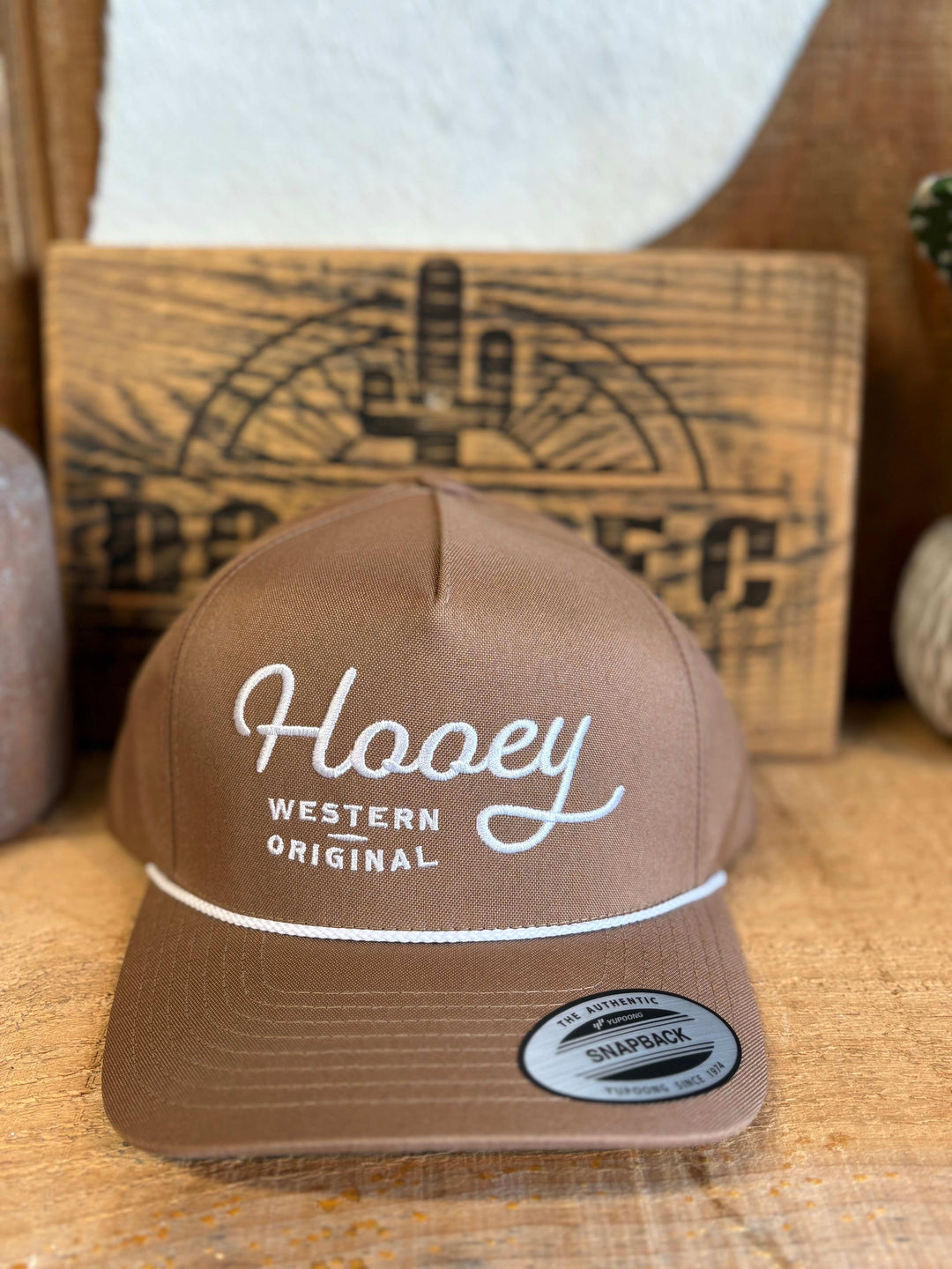 Hooey Brown 5-Panel Trucker Cap with White Stitching 2560T-LTBR Cap Hooey