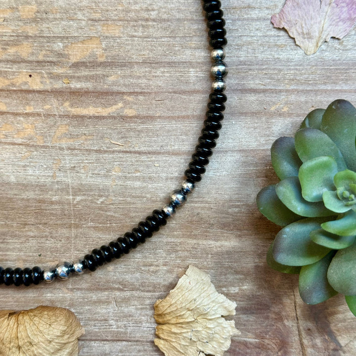 Black Onyx & Sterling Pearl Necklace 16.5” Necklaces Shopify Collective The Bijoux FAB Jewelry The Bijoux FAB Jewelry