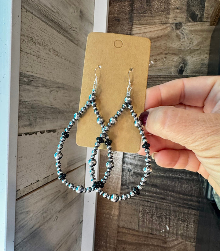 Sterling Silver Pearl & Black Onyx Teardrop Earrings Earrings Shopify Collective The Bijoux FAB Jewelry The Bijoux FAB Jewelry