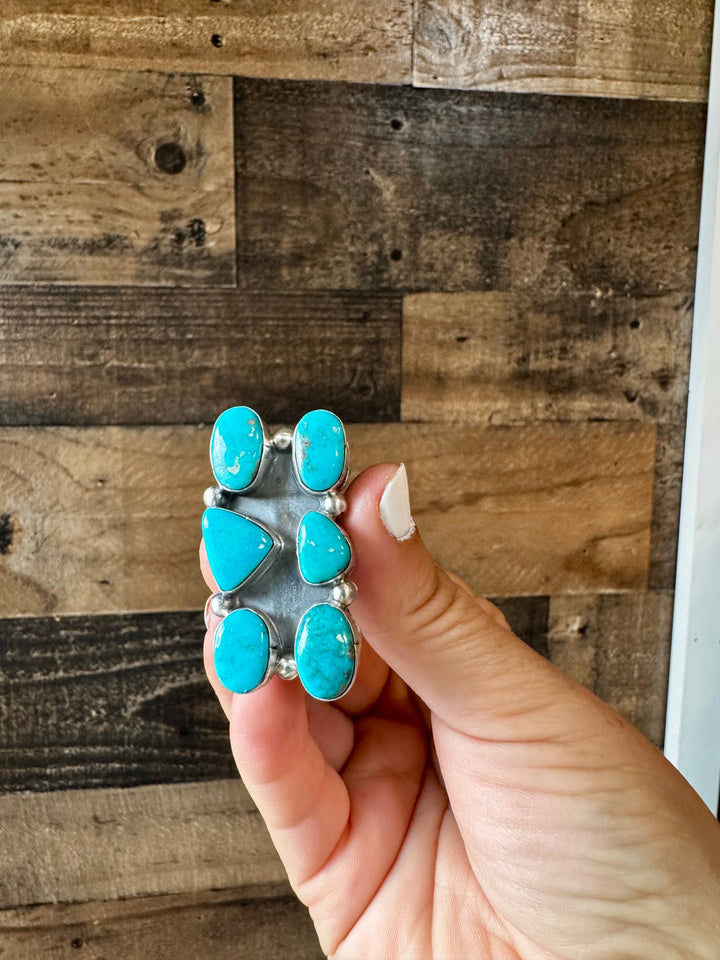 Long Ring- 6- Kingman turquoise ring and sterling silver ring Shopify Collective The Bijoux FAB Jewelry The Bijoux FAB Jewelry