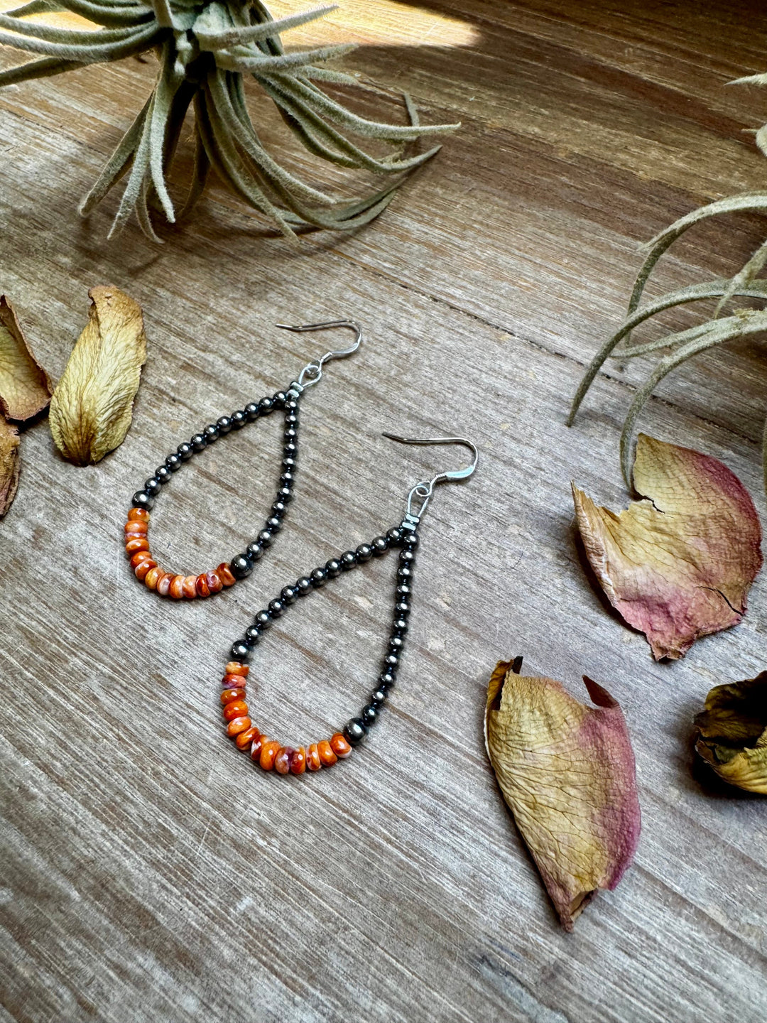 Teardrop Earrings – Sterling Silver Pearl & Orange Spiny Oyster Earrings Shopify Collective The Bijoux FAB Jewelry The Bijoux FAB Jewelry