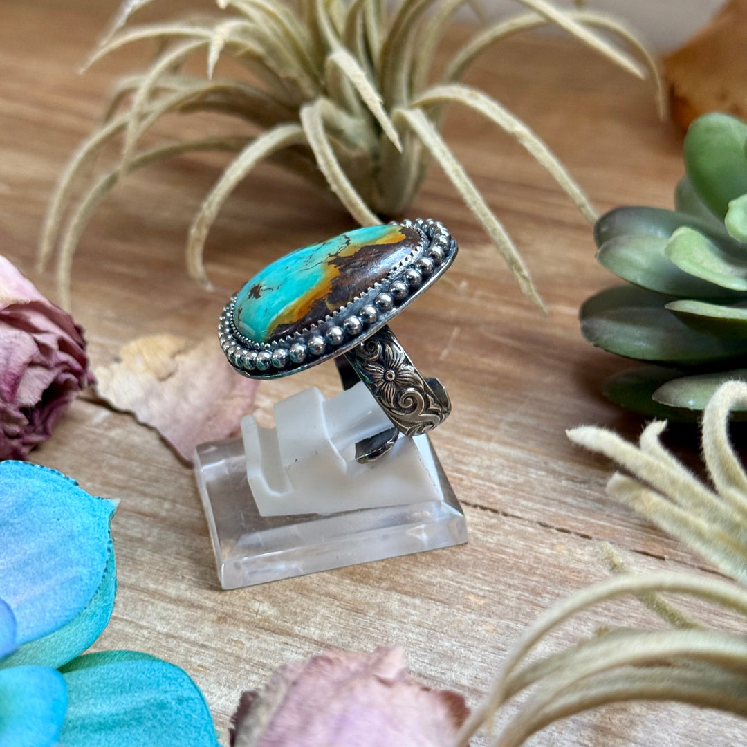 MJ Blue Turquoise Ring – Sterling Silver Adjustable Band Ring Shopify Collective The Bijoux FAB Jewelry The Bijoux FAB Jewelry