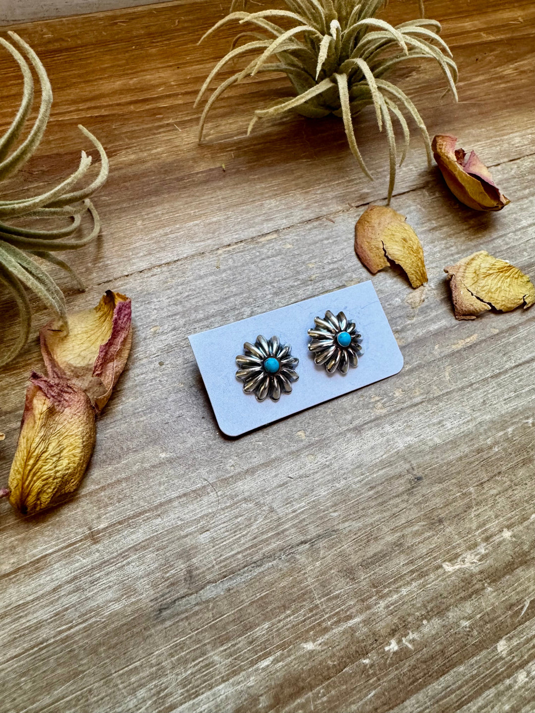 Small Sterling Silver Concho Earrings with Kingman Turquoise – Made in the USA Earrings Shopify Collective The Bijoux FAB Jewelry The Bijoux FAB Jewelry