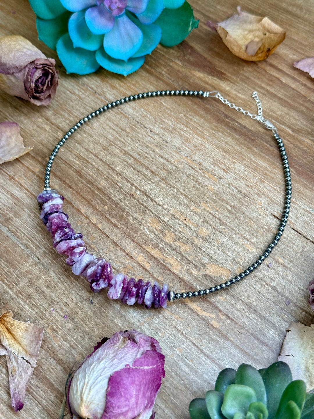 14.5” Lepidolite Necklace – 3mm Sterling Silver Pearls & Saucers Necklaces Shopify Collective The Bijoux FAB Jewelry The Bijoux FAB Jewelry