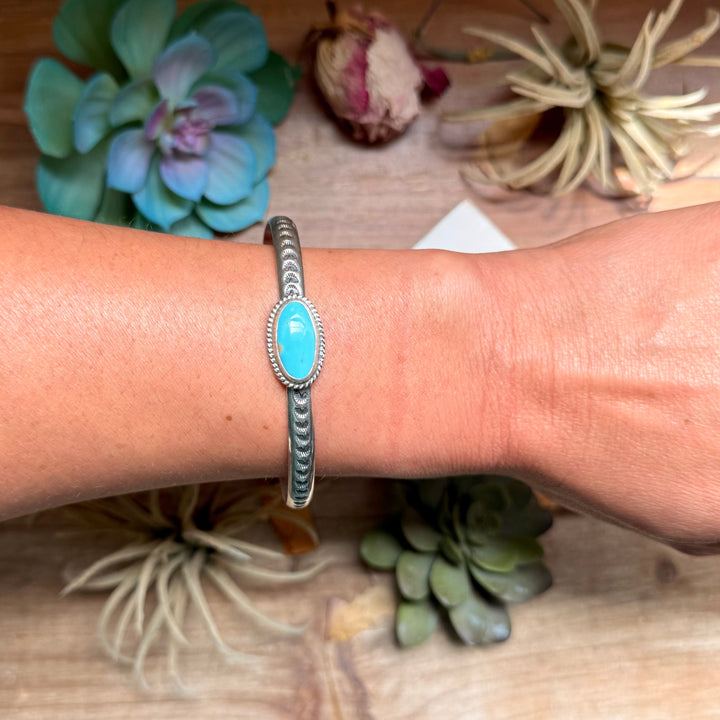 121 Sterling Silver Kingman Turquoise Stamped Stacking Cuff by Jason Ogg cuff Shopify Collective The Bijoux FAB Jewelry The Bijoux FAB Jewelry