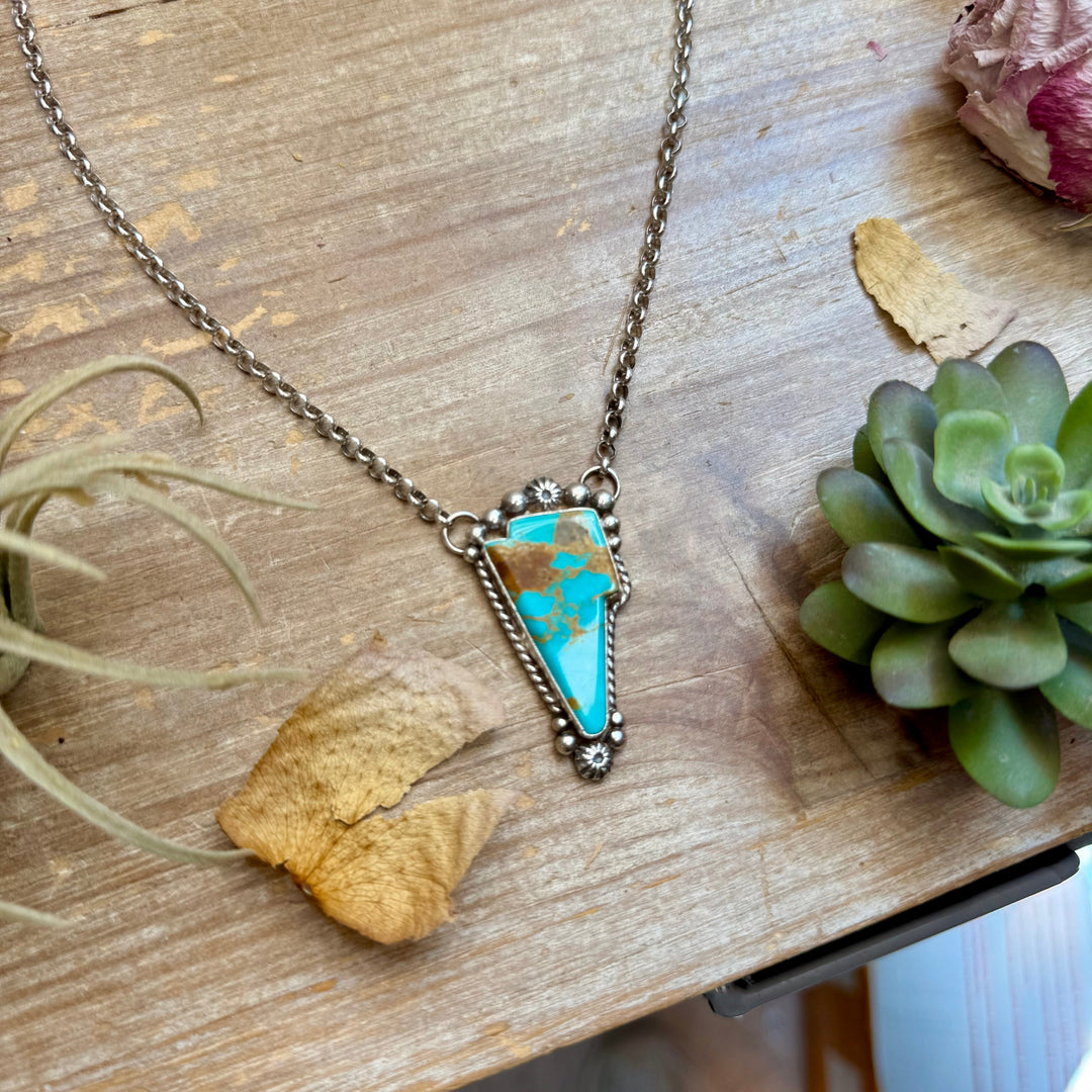 106 - Sterling Silver Kingman Turquoise Lightning Bolt Fixed Chain Necklace by Jason Ogg Necklaces Shopify Collective The Bijoux FAB Jewelry The Bijoux FAB Jewelry