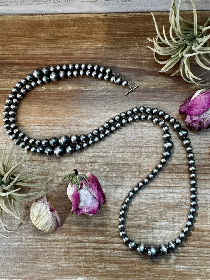 NFR Collection Necklace – Graduated Sterling Silver Pearls 8mm to 14mm 46.5" Necklaces Shopify Collective The Bijoux FAB Jewelry The Bijoux FAB Jewelry