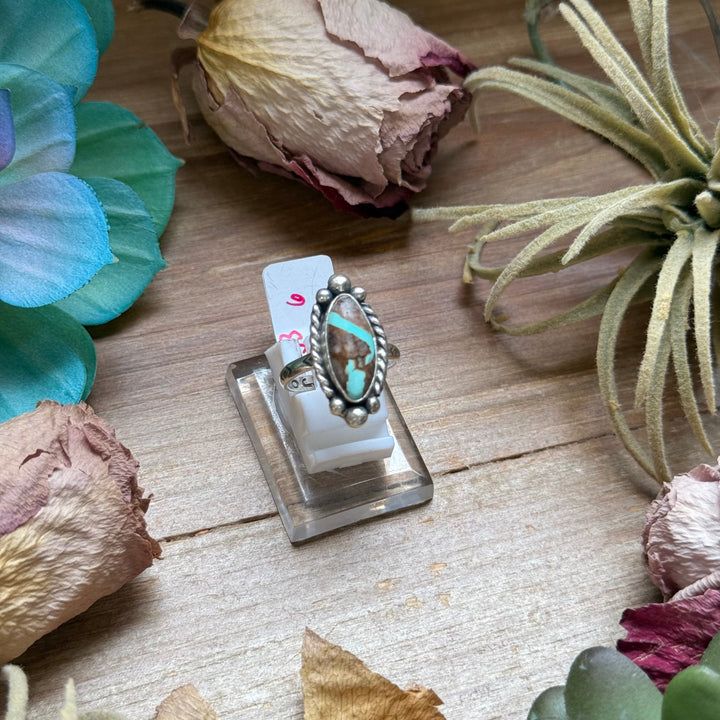 133 - Sterling Silver Ribbon Royston Turquoise Medicine Man Eye Stamped Stacking Ring by Jason Ogg Ring Shopify Collective The Bijoux FAB Jewelry The Bijoux FAB Jewelry