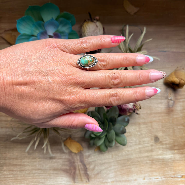 124 - Sterling Silver Royston Turquoise Medicine Man Eye Stamped Stacking Ring by Jason Ogg Ring Shopify Collective The Bijoux FAB Jewelry The Bijoux FAB Jewelry