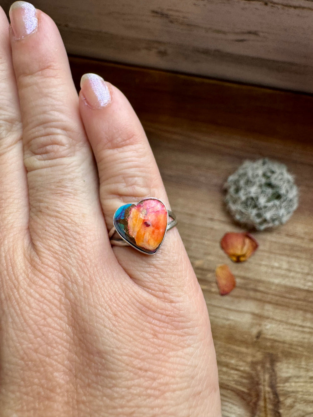 Heart Ring - Size 6 1/2 -Dahlia ring and sterling silver ring Shopify Collective The Bijoux FAB Jewelry The Bijoux FAB Jewelry