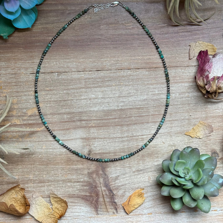 Faceted African Turquoise Necklace – 19" – 3mm Necklaces Shopify Collective The Bijoux FAB Jewelry The Bijoux FAB Jewelry