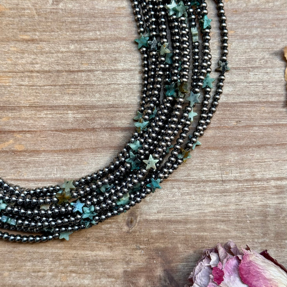 15” African Turquoise Star Necklace – Sterling Silver Pearls Necklaces Shopify Collective The Bijoux FAB Jewelry The Bijoux FAB Jewelry