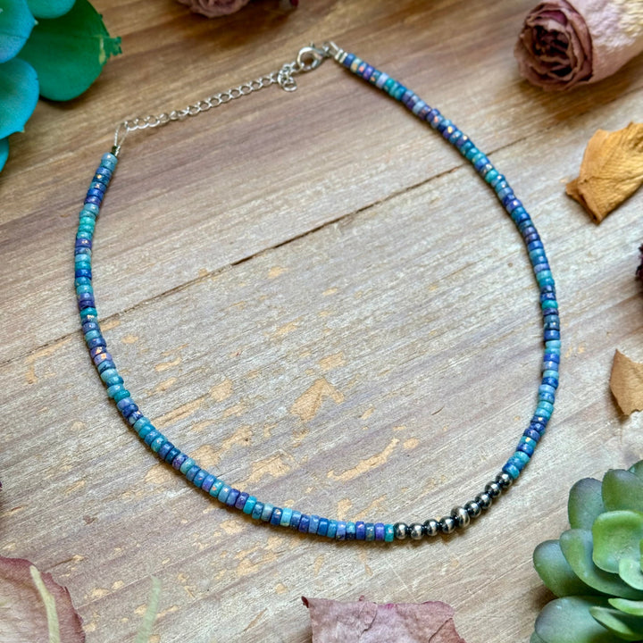 Sterling Silver Pearls choker and Purple Dolomite Heishi Necklaces Shopify Collective The Bijoux FAB Jewelry The Bijoux FAB Jewelry