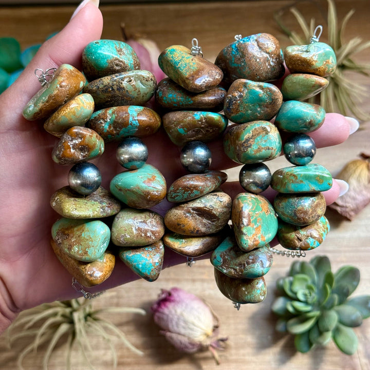 16” Chunky Turquoise Paperclip Necklace – Sterling Silver Center Necklaces Shopify Collective The Bijoux FAB Jewelry The Bijoux FAB Jewelry
