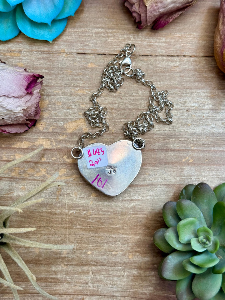 101 - Sterling Silver Kingman Turquoise Heart Bar Necklace by Jason Ogg Necklaces Shopify Collective The Bijoux FAB Jewelry The Bijoux FAB Jewelry