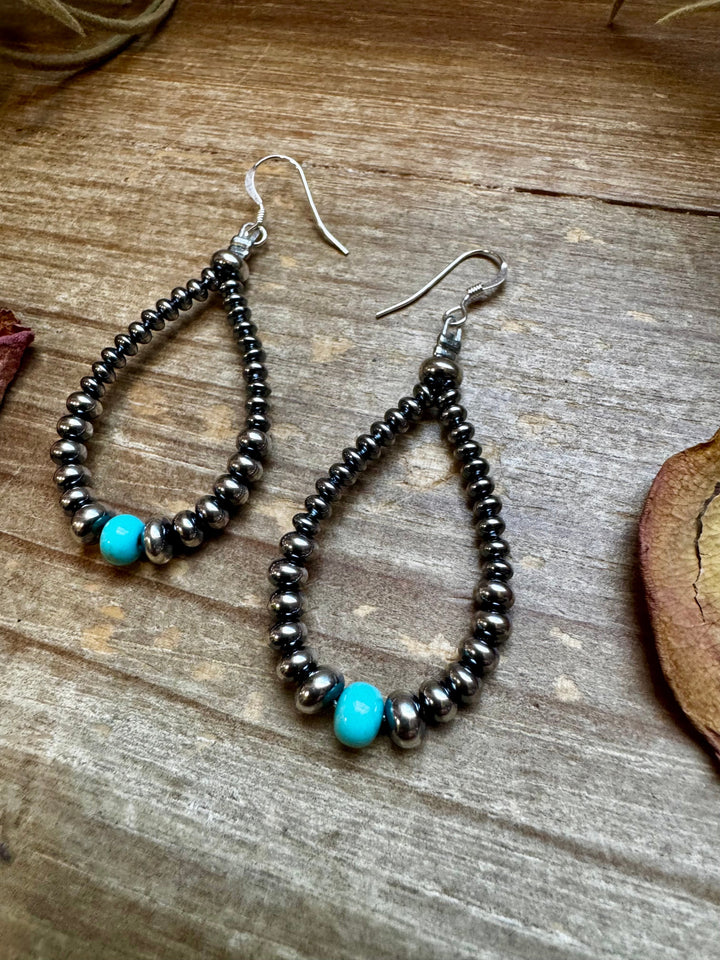 Smaller Sterling saucer Silver Pearls earrings teardrop - With Turquoise Earrings Shopify Collective The Bijoux FAB Jewelry The Bijoux FAB Jewelry