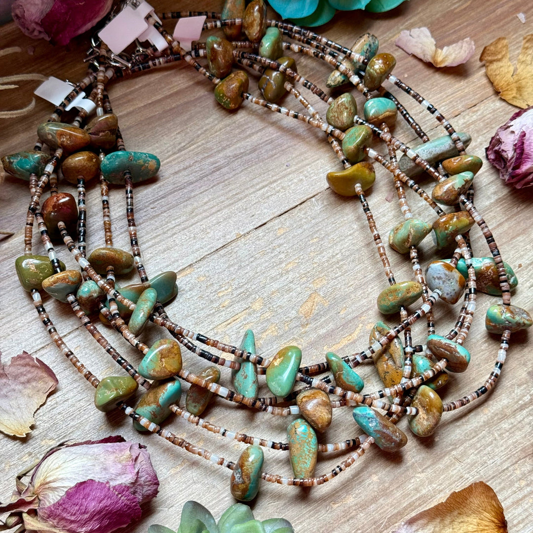 22” Dark Shell & Turquoise Nugget Necklace Necklaces Shopify Collective The Bijoux FAB Jewelry The Bijoux FAB Jewelry