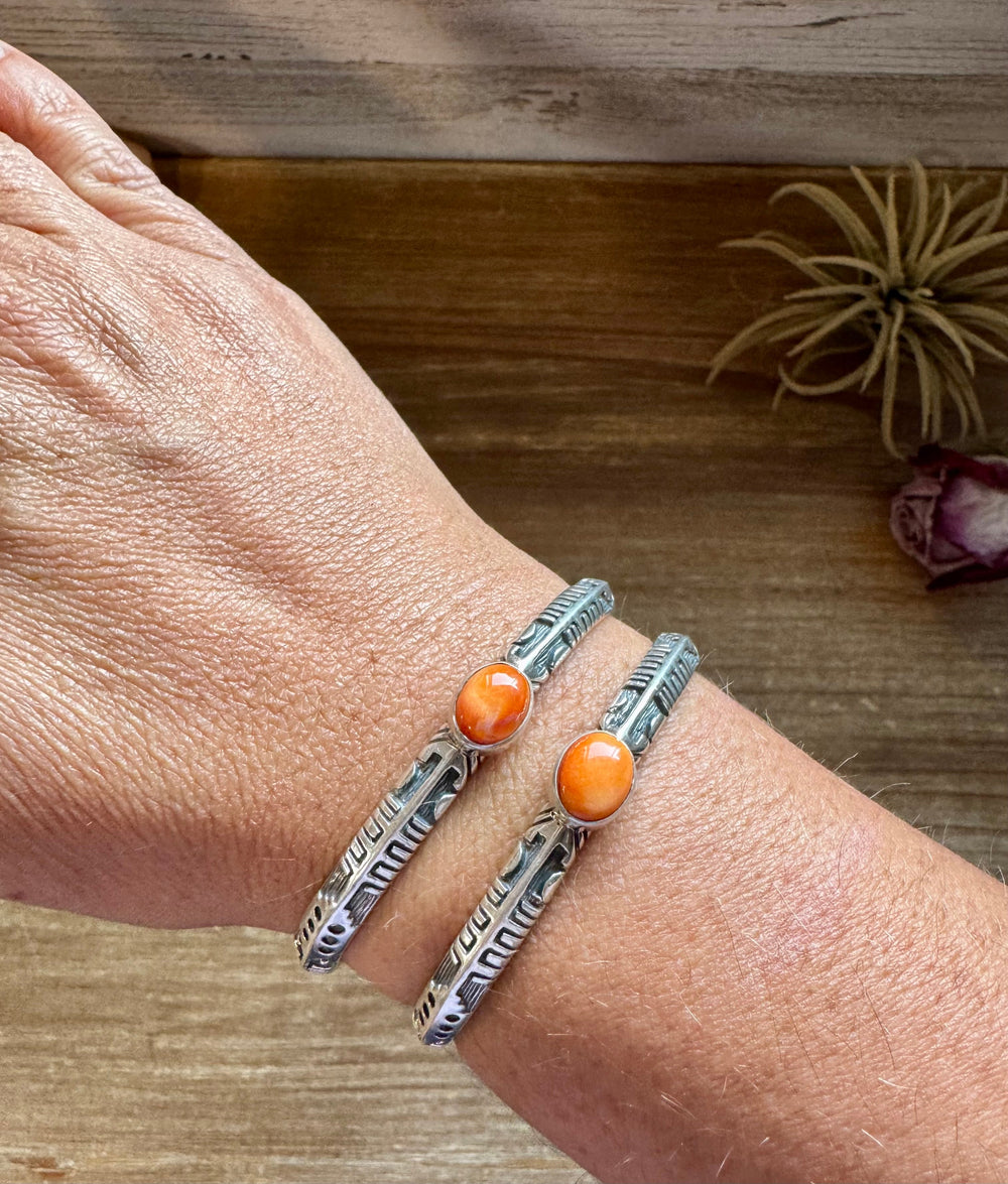 Orange Spiny Oyster Cuff Bracelet – Sterling Silver Bracelets Shopify Collective The Bijoux FAB Jewelry The Bijoux FAB Jewelry