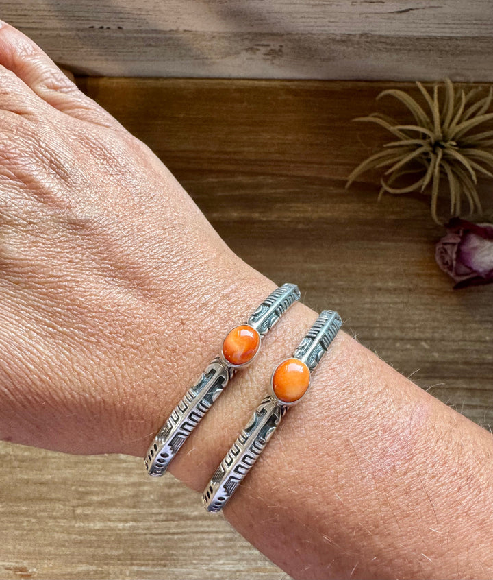 Orange Spiny Oyster Cuff Bracelet – Sterling Silver Bracelets Shopify Collective The Bijoux FAB Jewelry The Bijoux FAB Jewelry