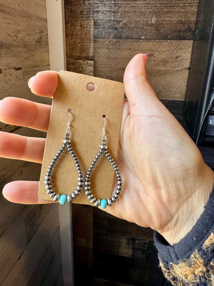 Smaller Sterling saucer Silver Pearls earrings teardrop - With Turquoise Earrings Shopify Collective The Bijoux FAB Jewelry The Bijoux FAB Jewelry