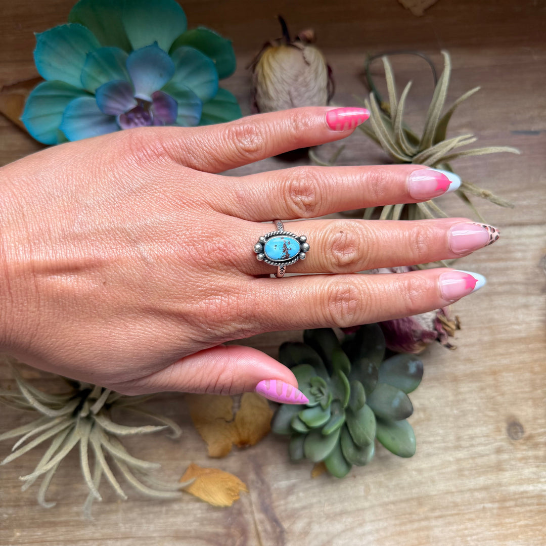 141 - Sterling Silver Golden Hill Turquoise Medicine Man Eye Stamped Stacking Ring by Jason Ogg Ring Shopify Collective The Bijoux FAB Jewelry The Bijoux FAB Jewelry