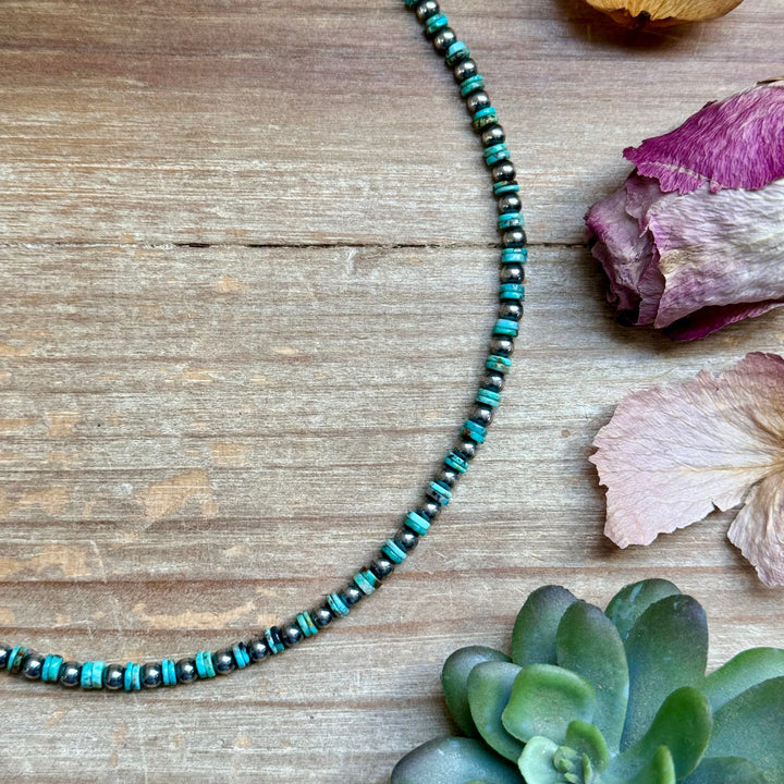 14” Turquoise Heishi Choker – Sterling Silver Pearls Choker Shopify Collective The Bijoux FAB Jewelry The Bijoux FAB Jewelry