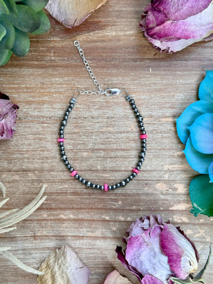 Pink Ethiopian Opal Bracelet – 3–4mm Sterling Silver Pearls Bracelets Shopify Collective The Bijoux FAB Jewelry The Bijoux FAB Jewelry