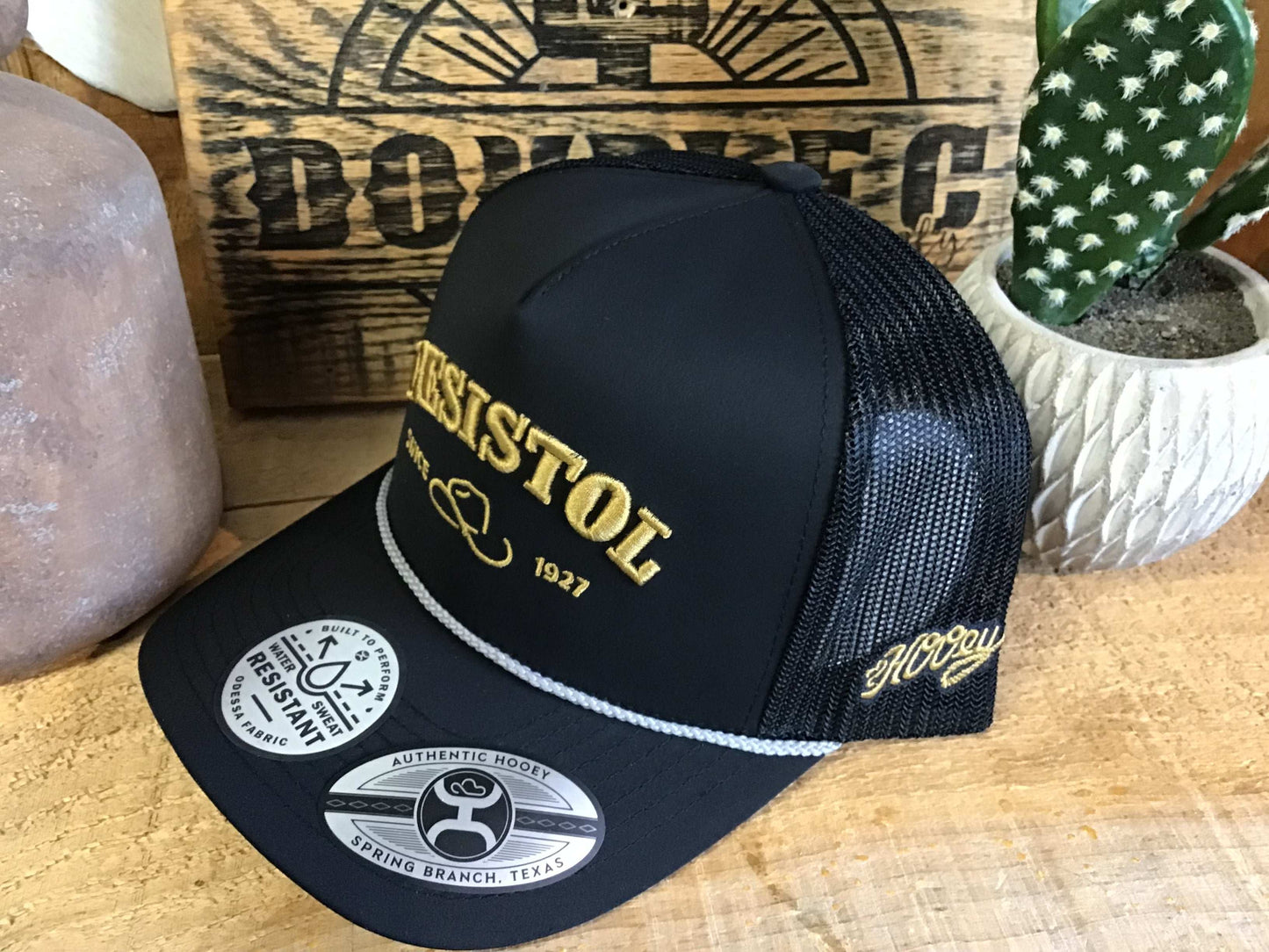 Hooey "Resistol" Black w/Gold Stitching Hat Cap Hooey