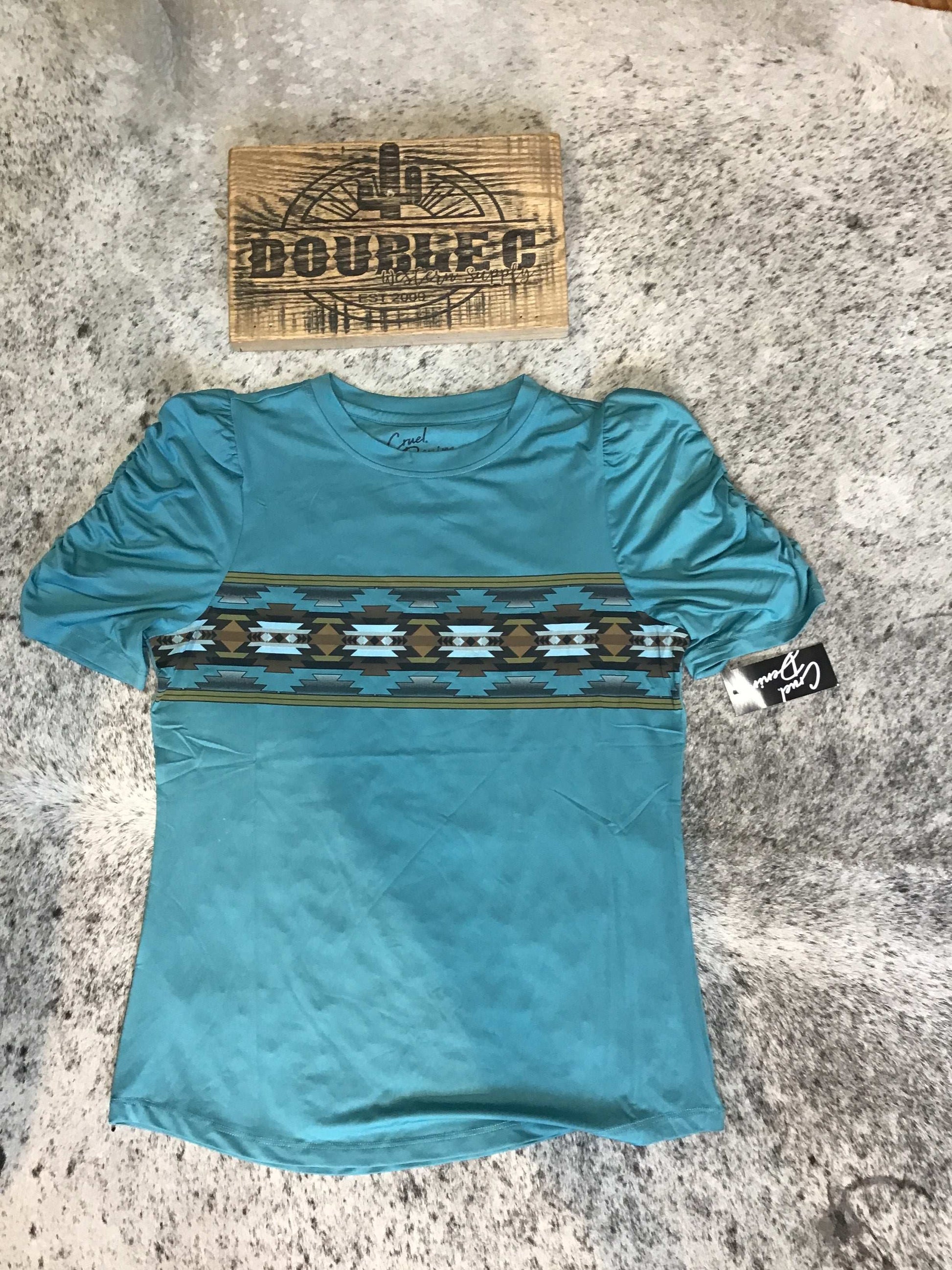 WOMENS S/S SUBLIMATION PRINT TEE/TEAL CTK7509003 T Shirt Cinch