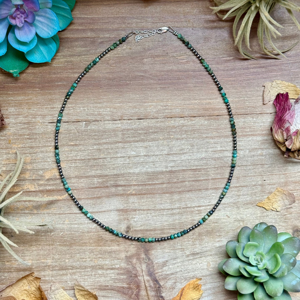 Faceted African Turquoise Necklace – 19" – 3mm Necklaces Shopify Collective The Bijoux FAB Jewelry The Bijoux FAB Jewelry