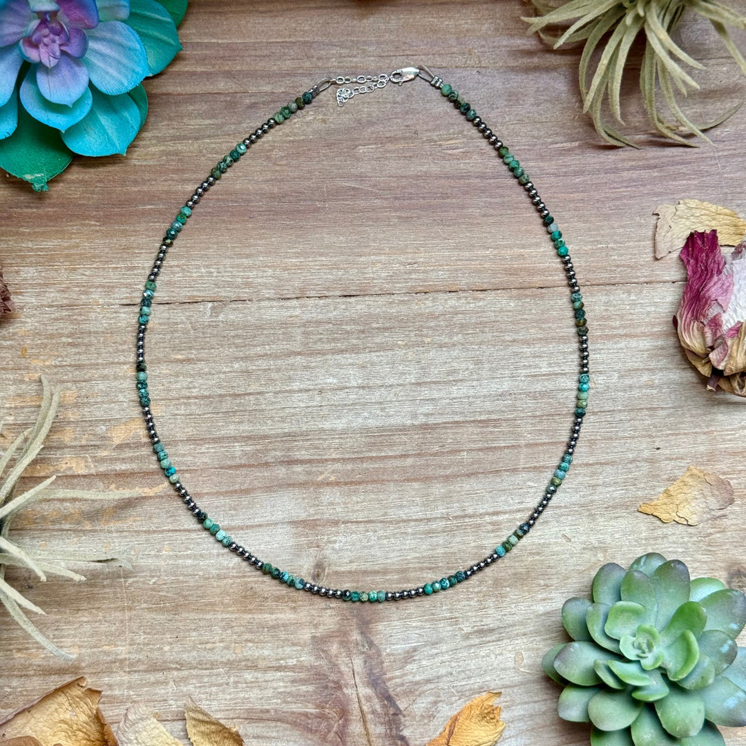 Faceted African Turquoise Necklace – 19" – 3mm Necklaces Shopify Collective The Bijoux FAB Jewelry The Bijoux FAB Jewelry