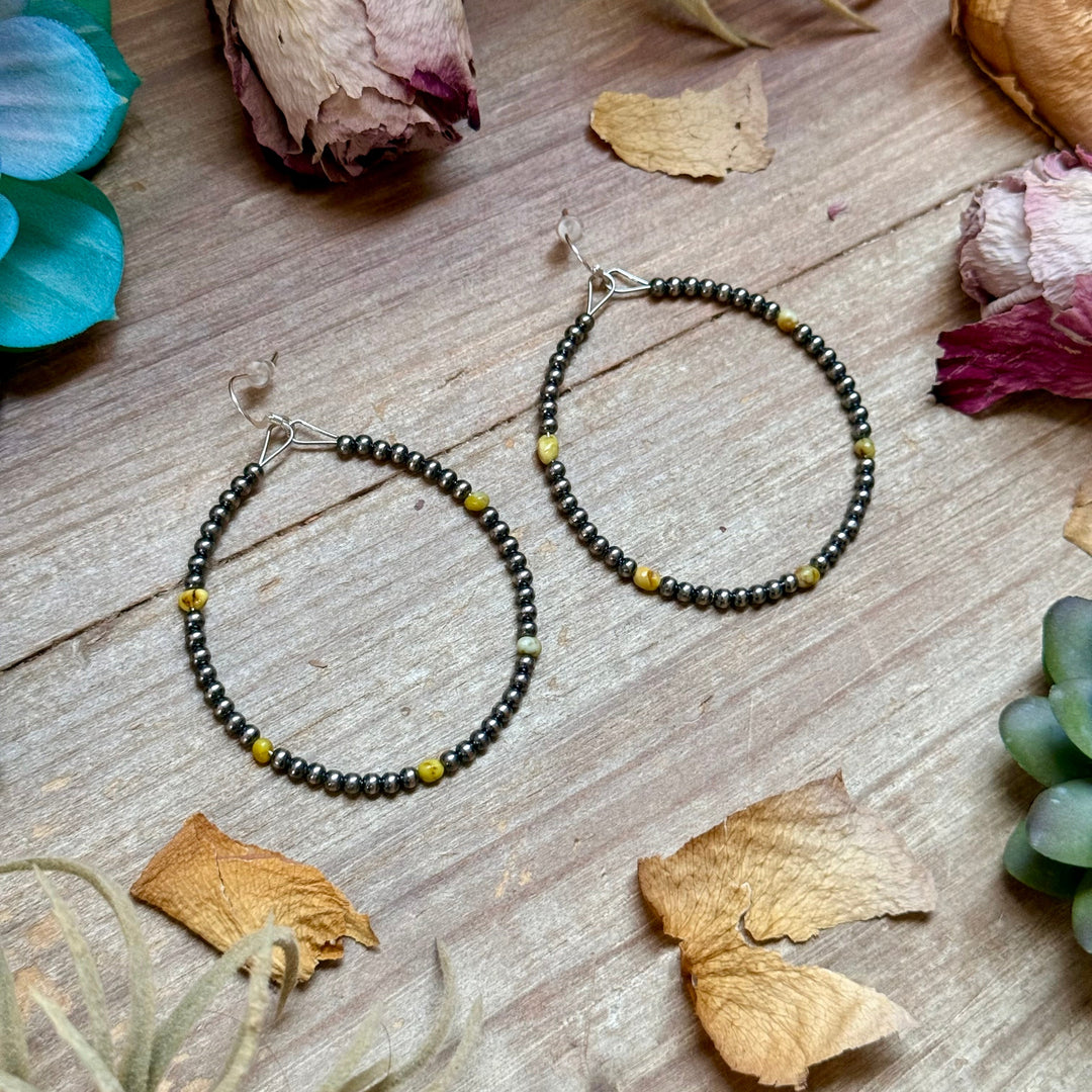 Palomino Turquoise Nugget Sterling Silver Hoop Earrings (3mm) Earrings Shopify Collective The Bijoux FAB Jewelry The Bijoux FAB Jewelry