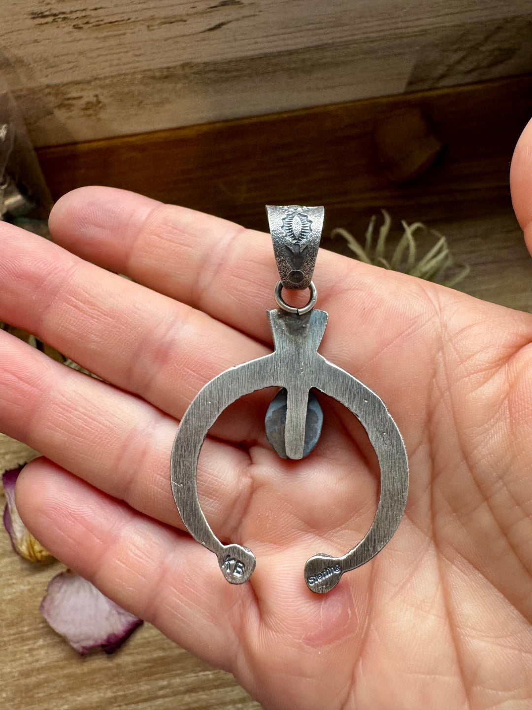 Naja Pendant with Golden Hill Turquoise – Option 2 – Sterling Silver – Native Made by KB – Fits 8mm Pendant Shopify Collective The Bijoux FAB Jewelry The Bijoux FAB Jewelry