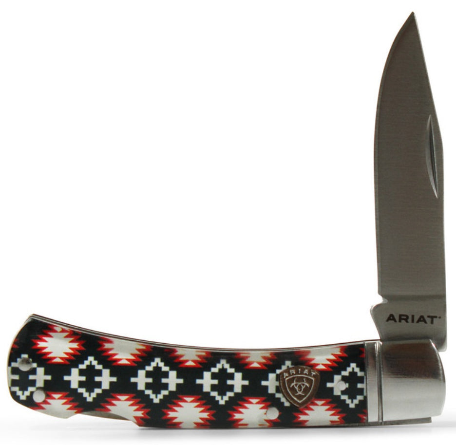 ARIAT RED WHITE AZTEC PATTERN 3" - ACC KNIVES Knife M & F