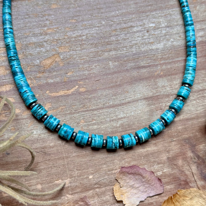 19” Graduated Turquoise Heishi Necklace – 5mm Saucers Necklaces Shopify Collective The Bijoux FAB Jewelry The Bijoux FAB Jewelry