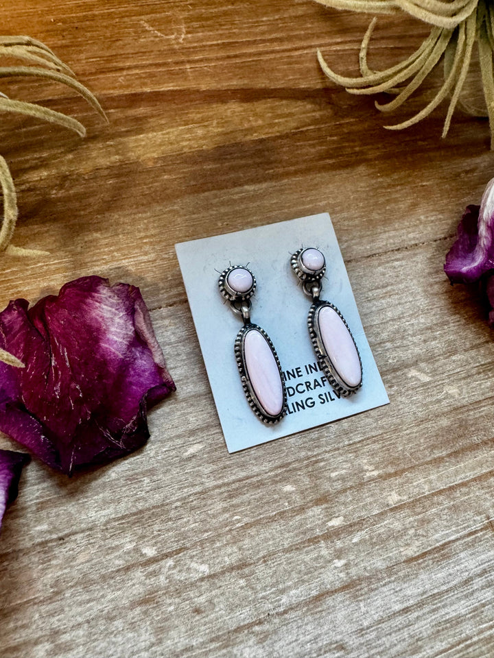 Pink Conch Dangle Earrings – Sterling Silver – Native Made by Marcella James Earrings Shopify Collective The Bijoux FAB Jewelry The Bijoux FAB Jewelry