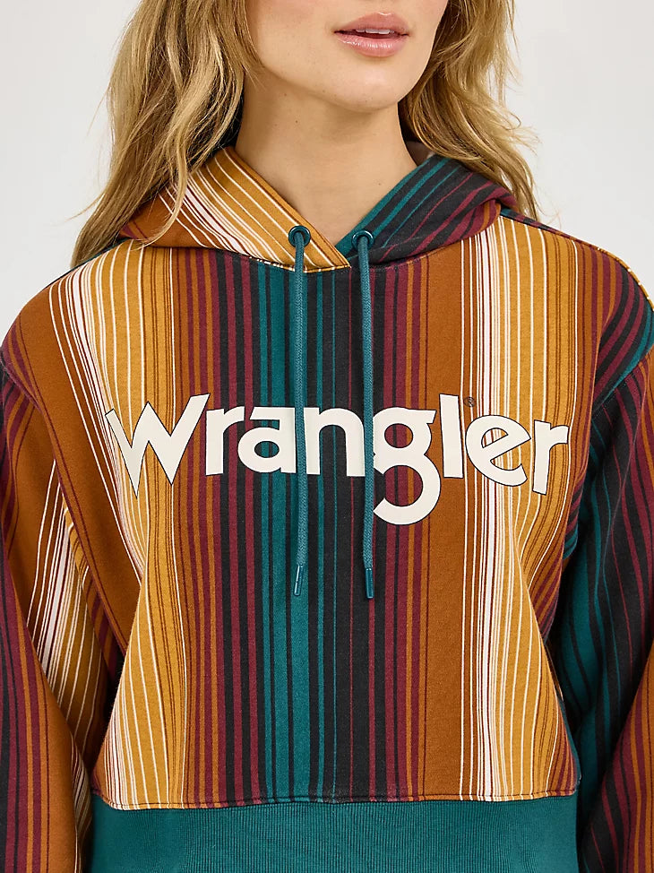 WOMEN'S STRIPED SERAPE CROPPED HOODIE 112371645 Hoodie 20% off Wrangler Wrangler