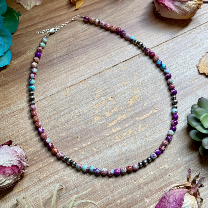 Purple Variscite & Sterling Pearl Necklace 18.25” Necklaces Shopify Collective The Bijoux FAB Jewelry The Bijoux FAB Jewelry