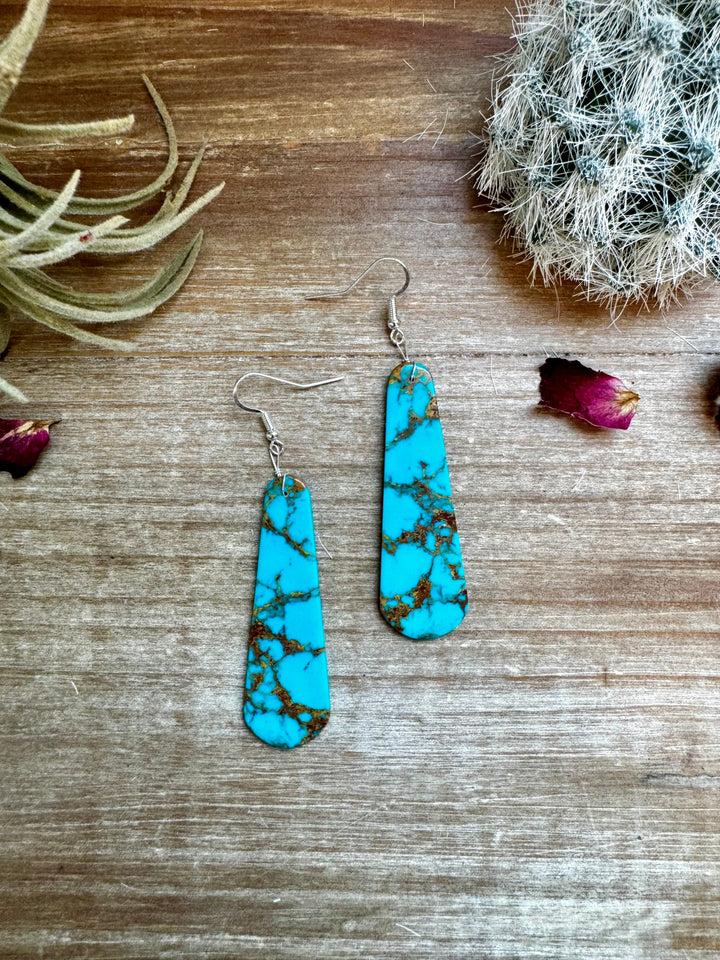 Turquoise block white tear drop earrings Earrings Shopify Collective The Bijoux FAB Jewelry The Bijoux FAB Jewelry