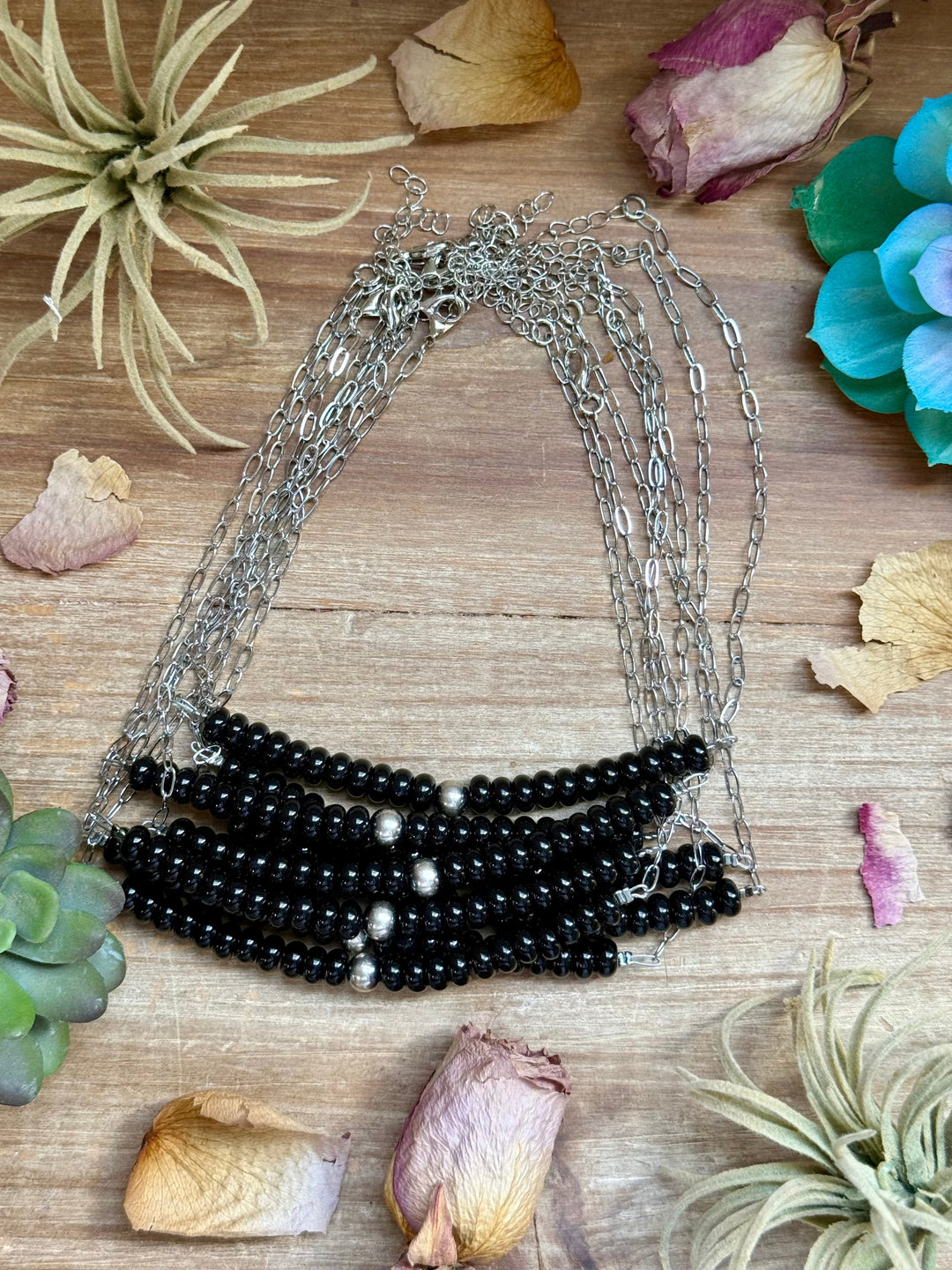 16” Black Onyx Paperclip Necklace – Sterling Silver Accent Necklaces Shopify Collective The Bijoux FAB Jewelry The Bijoux FAB Jewelry