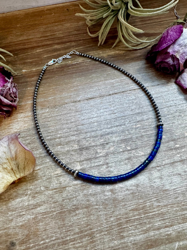 Lapis & Sterling Silver Pearl Choker Choker Shopify Collective The Bijoux FAB Jewelry The Bijoux FAB Jewelry