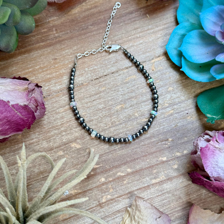 6.25” White Ethiopian Opal Bracelet – 3–4mm Sterling Silver Pearls Bracelets Shopify Collective The Bijoux FAB Jewelry The Bijoux FAB Jewelry