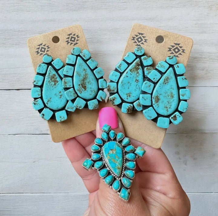 Big Turquoise Clay Earrings Earrings Shopify Collective The Bijoux FAB Jewelry The Bijoux FAB Jewelry