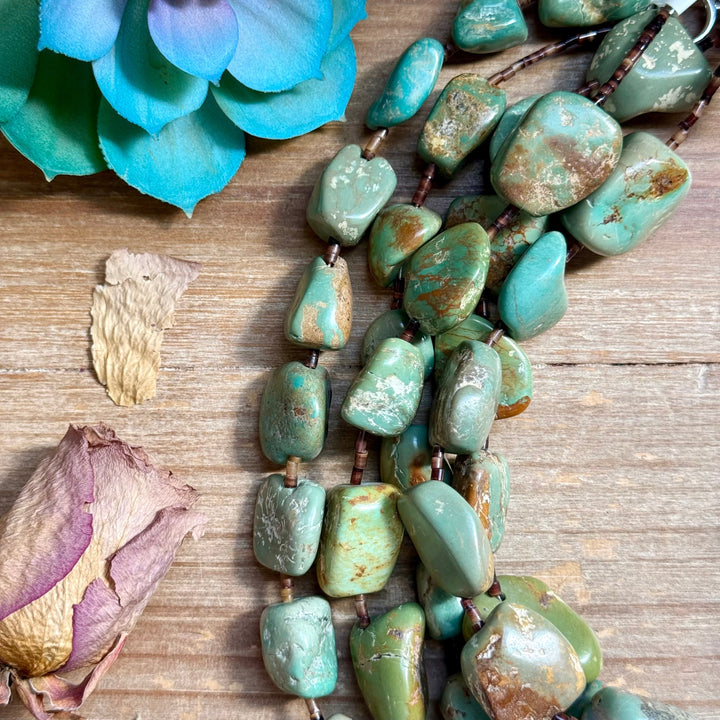 20” Brown Shell & Green Turquoise Nugget Necklace Necklaces Shopify Collective The Bijoux FAB Jewelry The Bijoux FAB Jewelry