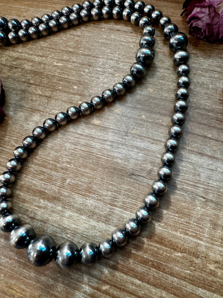 NFR Collection Necklace – Graduated Sterling Silver Pearls 8mm to 14mm 46.5" Necklaces Shopify Collective The Bijoux FAB Jewelry The Bijoux FAB Jewelry