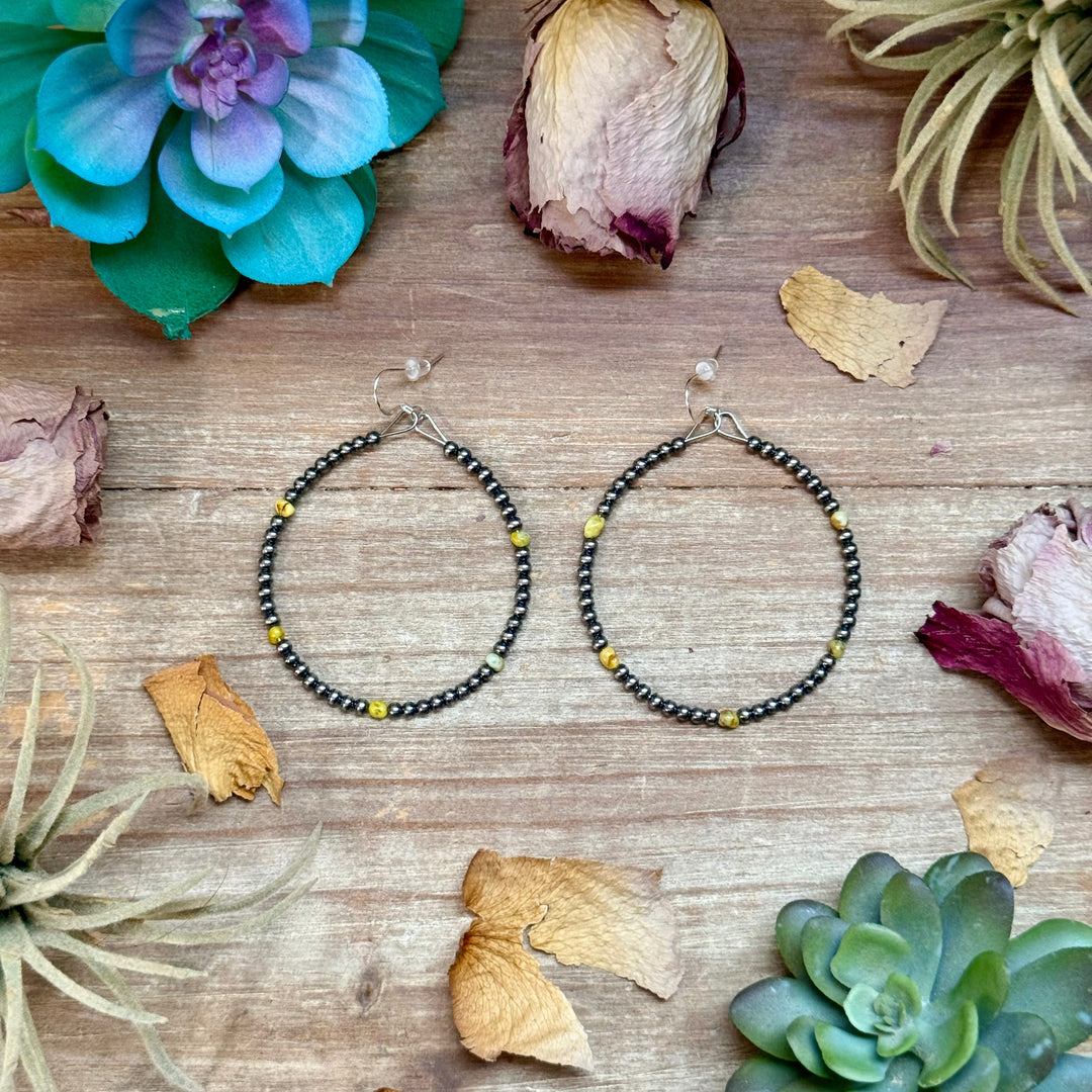 Palomino Turquoise Nugget Sterling Silver Hoop Earrings (3mm) Earrings Shopify Collective The Bijoux FAB Jewelry The Bijoux FAB Jewelry